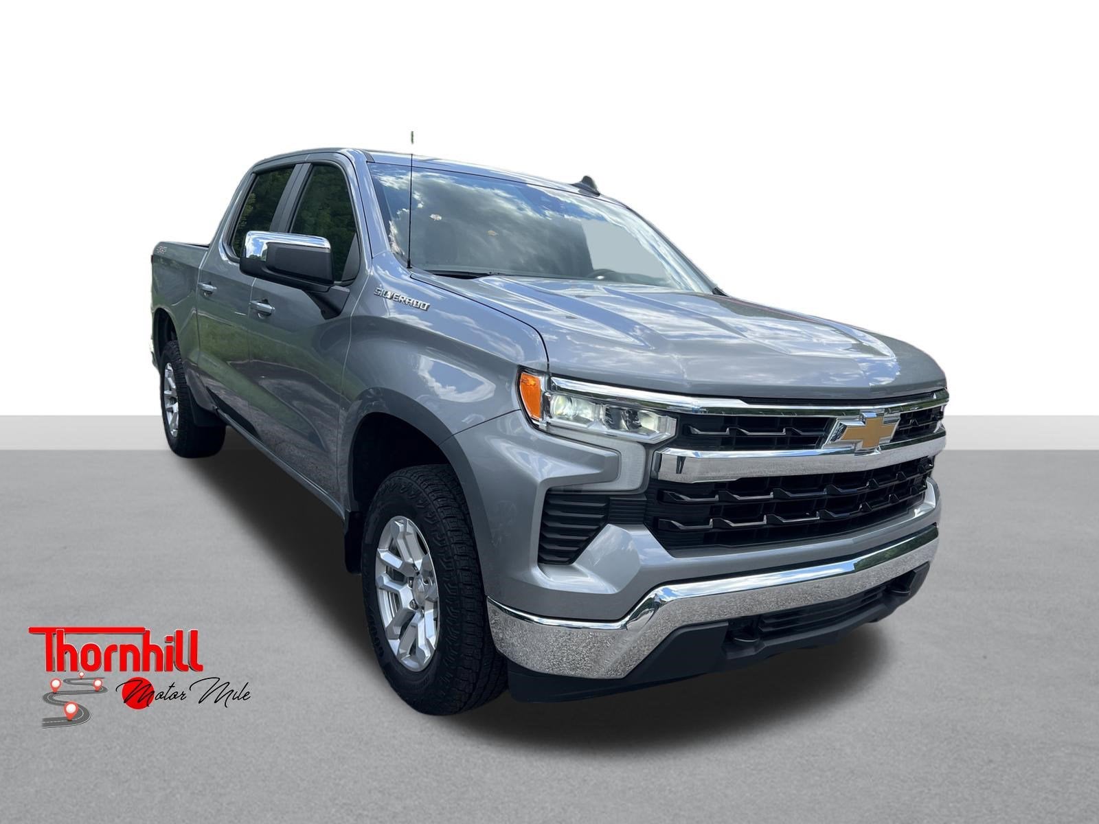 2024 Chevrolet Silverado 1500 LT (2FL) in Sterling Gray Metallic — front three-quarter view