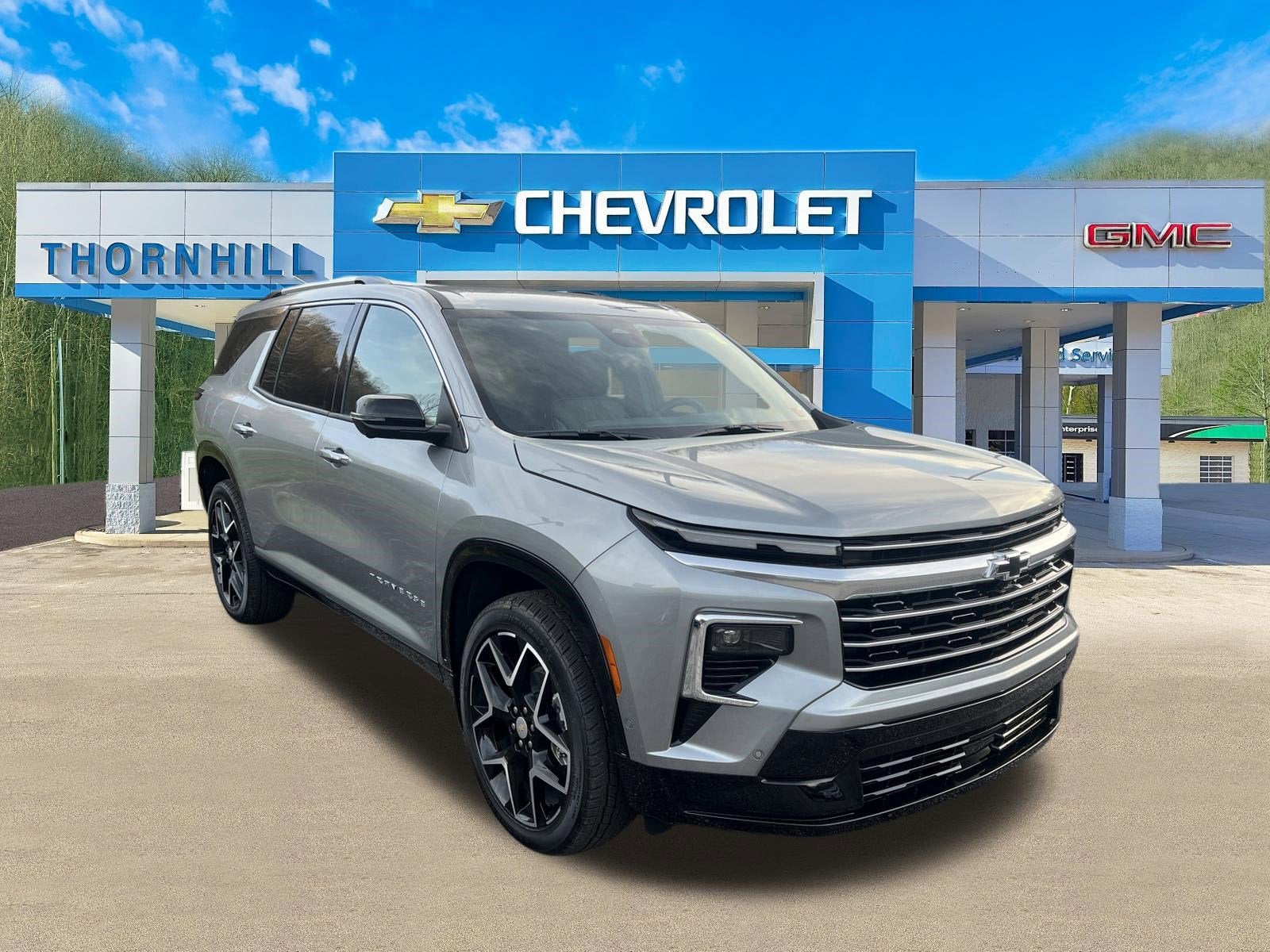 2026 Chevrolet Traverse High Country in Sterling Gray Metallic — front three-quarter view